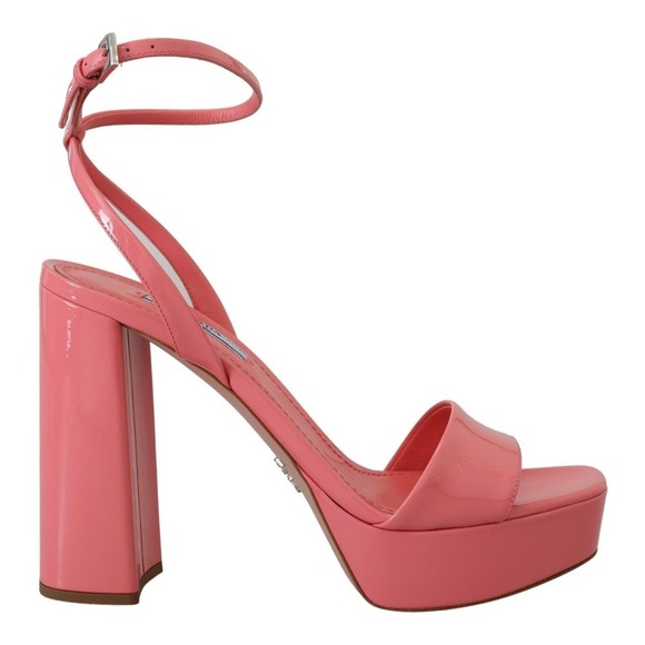 NEW Prada Patent Leather Platform Ankle Strap Sandal Heels Pink US 7.5 / EU 38 - Picture 1 of 8